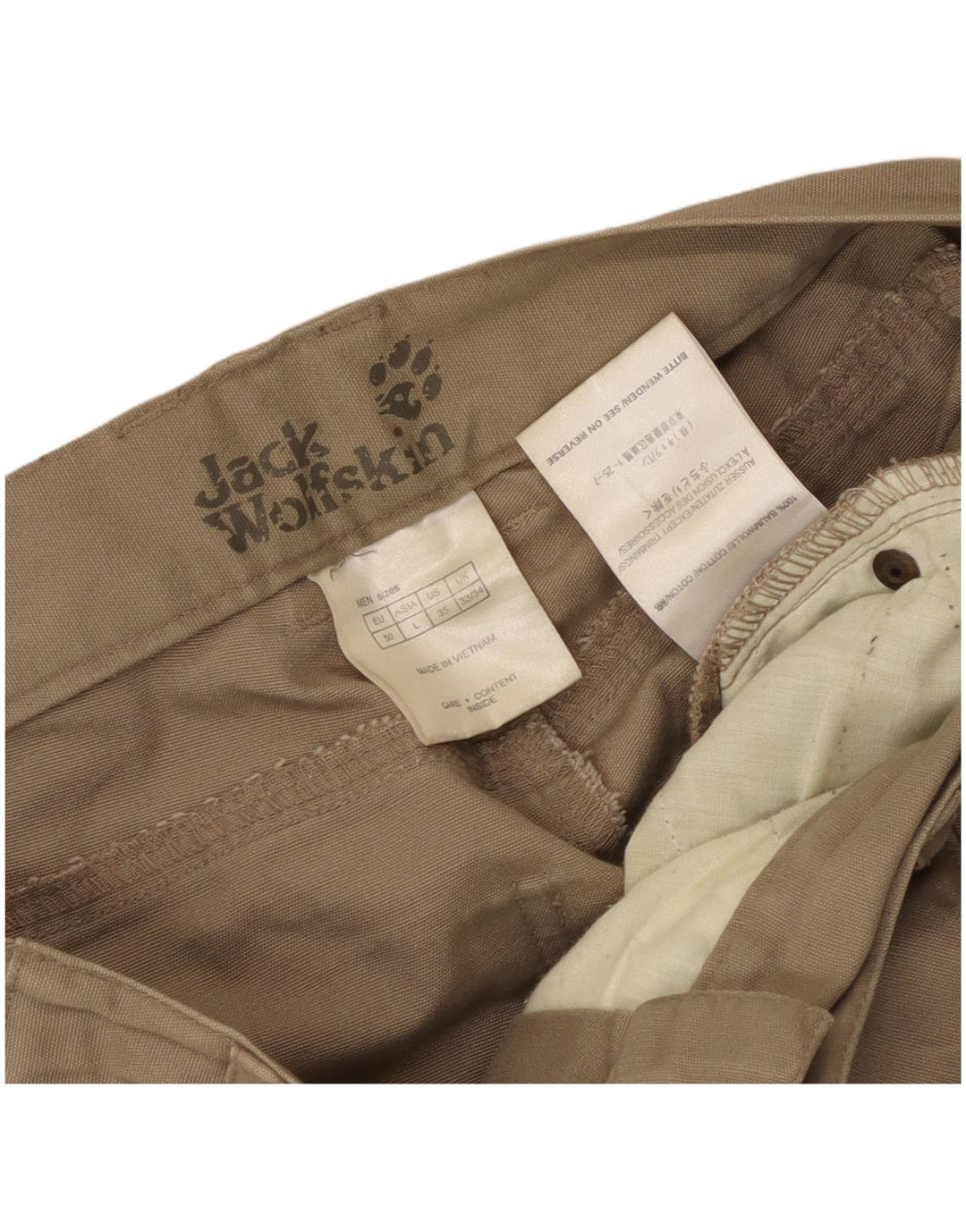 Jack Wolfskin Herren Cargo-Bermudashorts W33 Large Beige Baumwolle