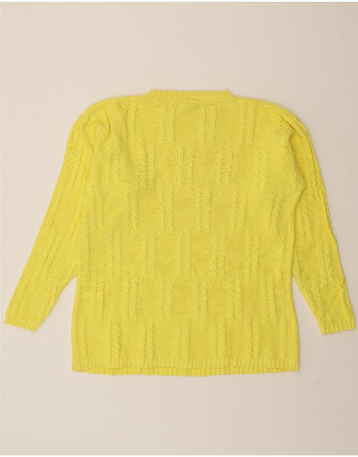 VINTAGE Mens Boat Neck Jumper Sweater Medium Yellow Cotton Vintage Vintage and Second-Hand Vintage from Messina Hembry 
