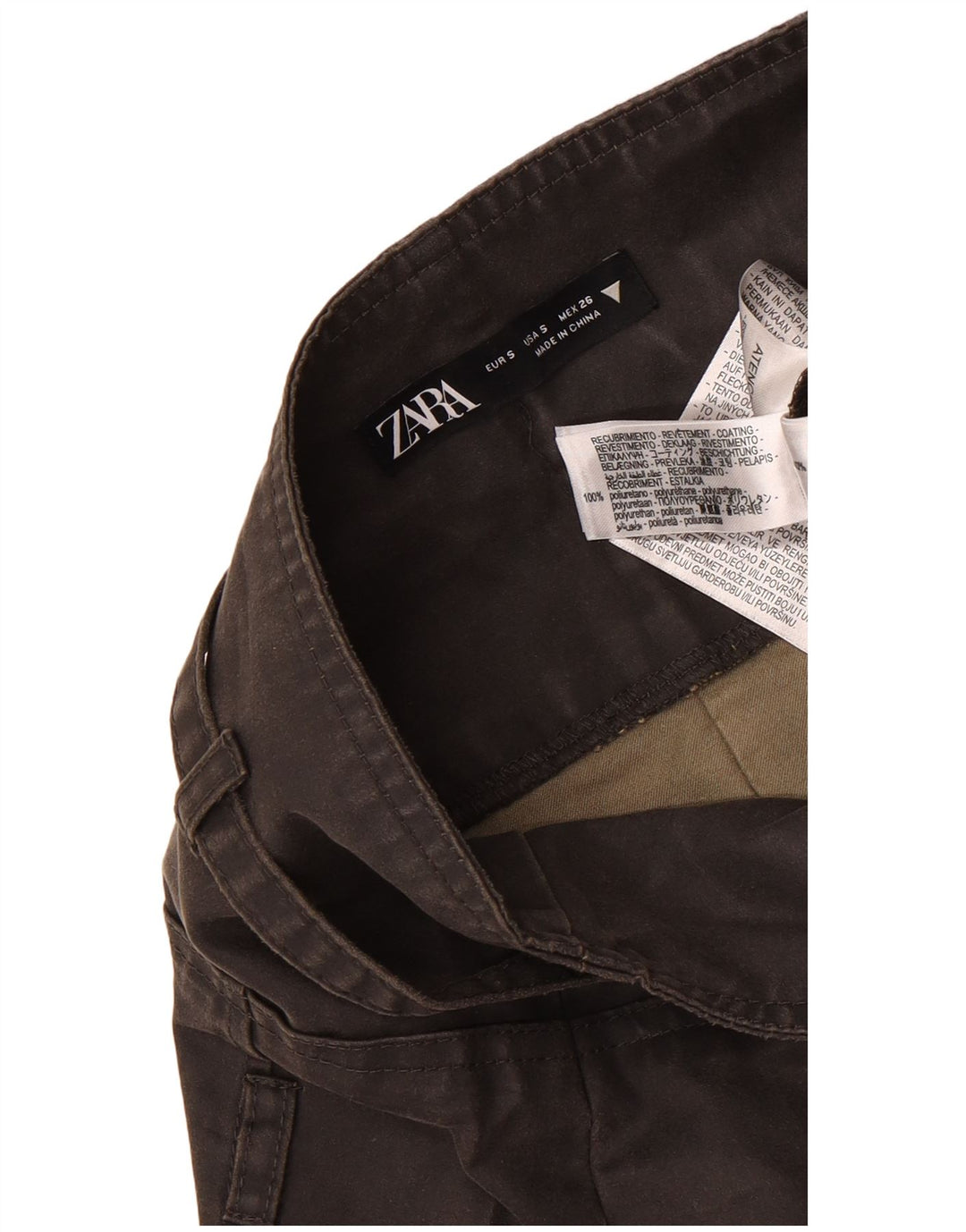 Zara Damen Minirock Small W26 Schwarz Polyurethan