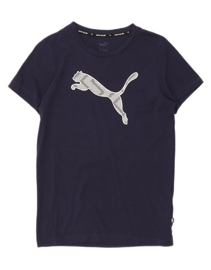 PUMA Mens Graphic T-Shirt Top Small Navy Blue Cotton