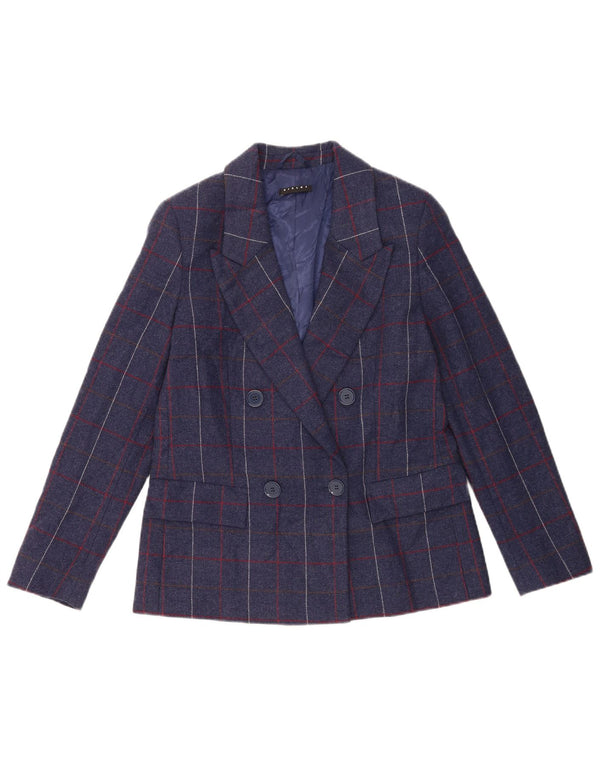 Sisley Damen 2-teiliger Anzug UK 10 Small W28 L29 Marineblau kariert