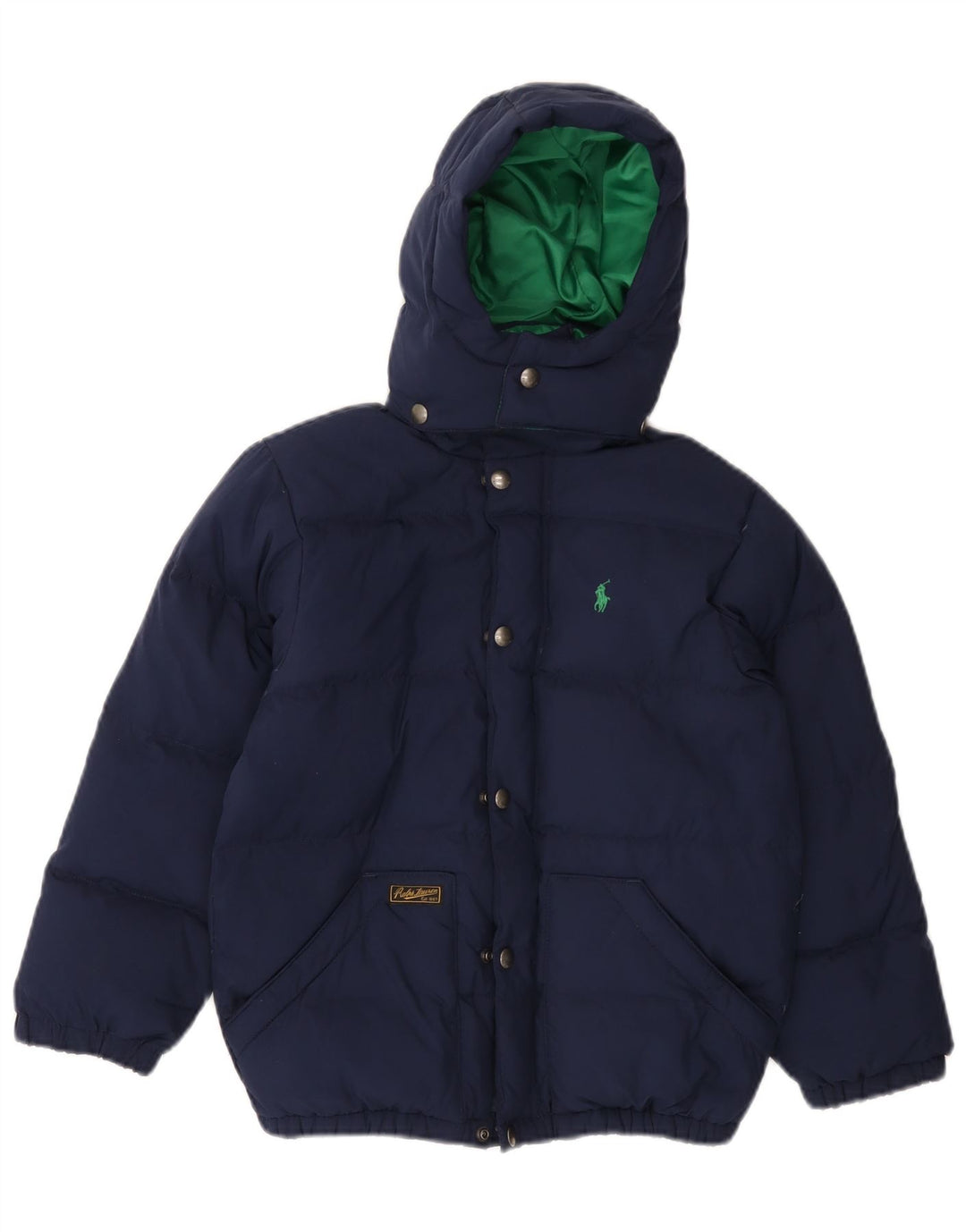 POLO RALPH LAUREN Wattierte Jacke für Jungen mit Kapuze, 7–8 Jahre, Größe S, Marineblau