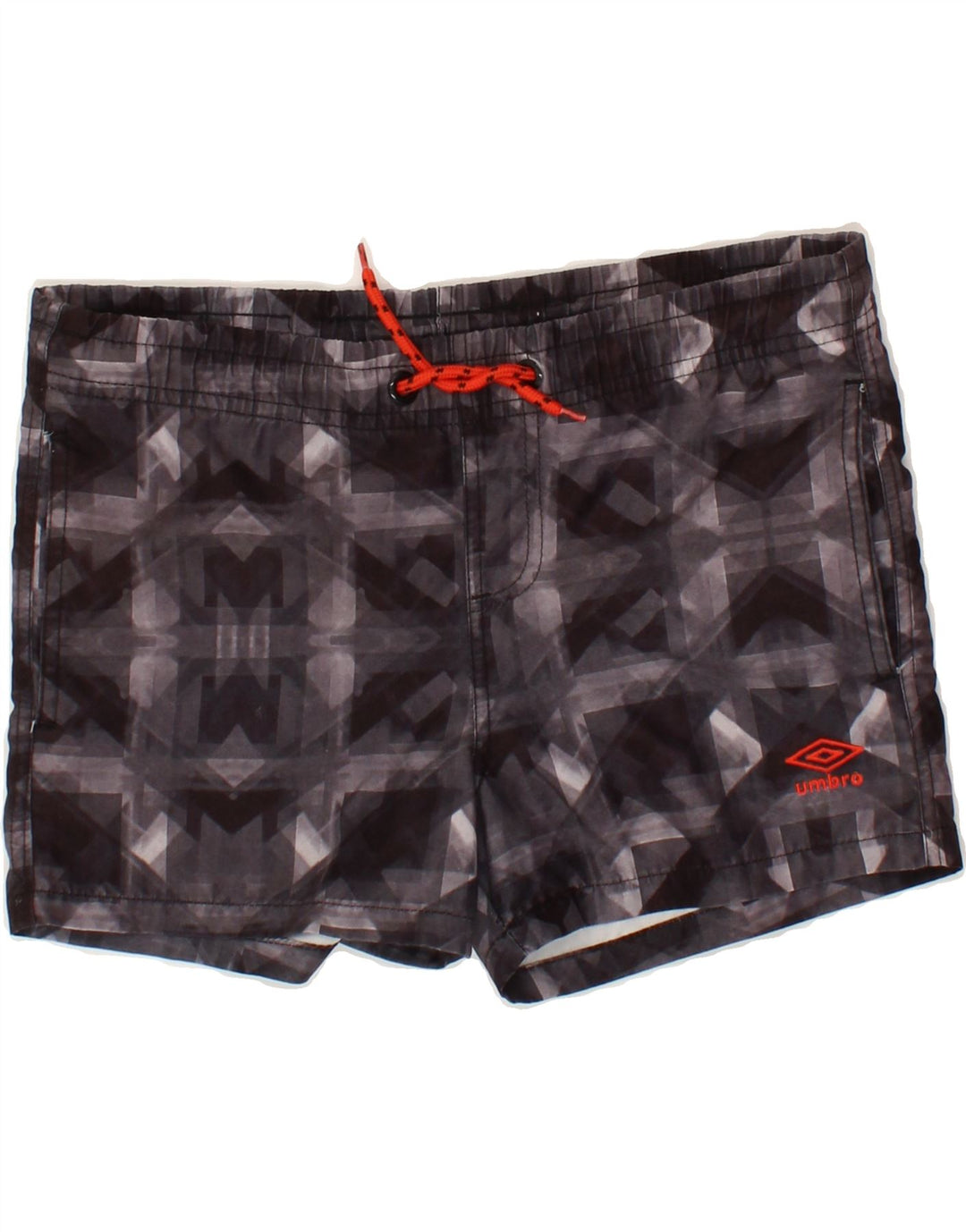 UMBRO Boys Swimming Shorts 7-8 Years Small Grey Geometric Vintage Umbro and Second-Hand Umbro from Messina Hembry 