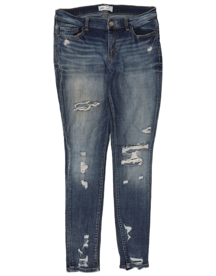 BKE Damen Payton Distressed Mid Rise Skinny Jeans W30 L31 Blaue Baumwolle