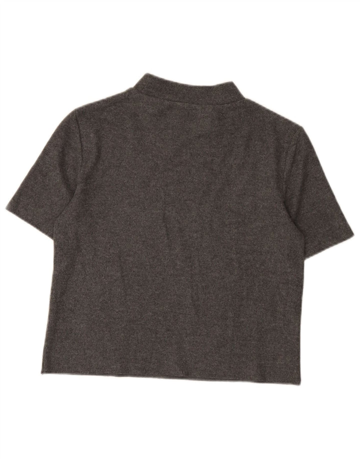 Zara Damen Crop T-Shirt Top UK 10 Small Grau Polyester