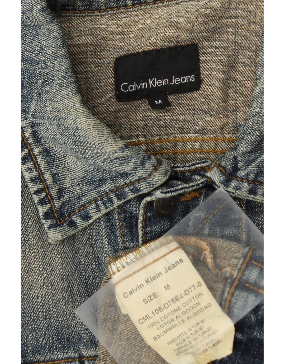 CALVIN KLEIN JEANS Herren Jeansjacke UK 38 Mittelblaue Baumwolle