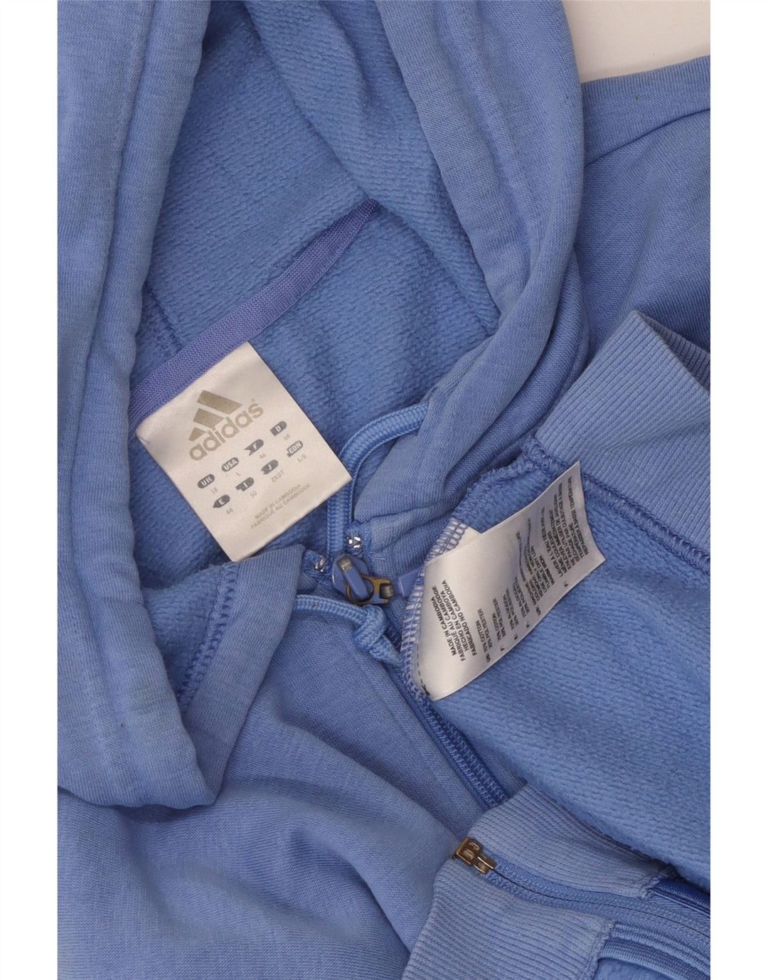 ADIDAS Damen Kapuzenpullover UK 18 XL Blaue Baumwolle