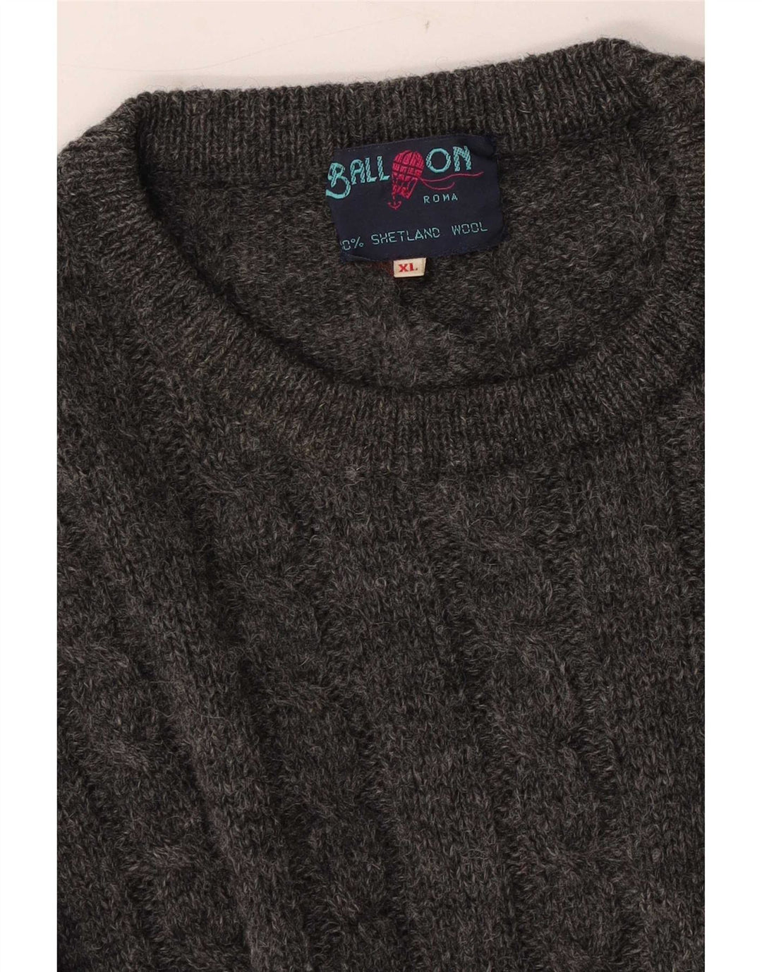Ball On Herren-Pullover mit Rundhalsausschnitt, XL, graue Wolle