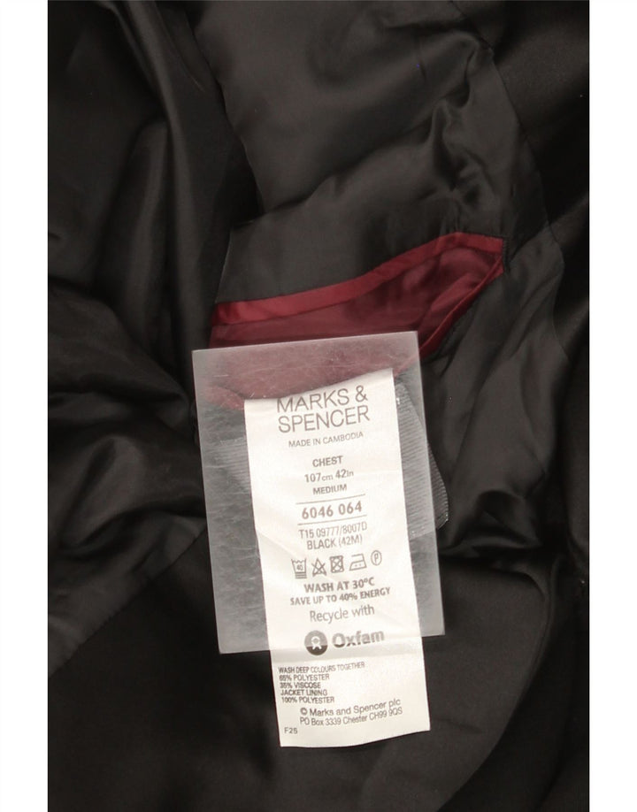 Marks & Spencer Herren-Blazer mit 2 Knöpfen, UK 38, Mittelschwarz, Polyester