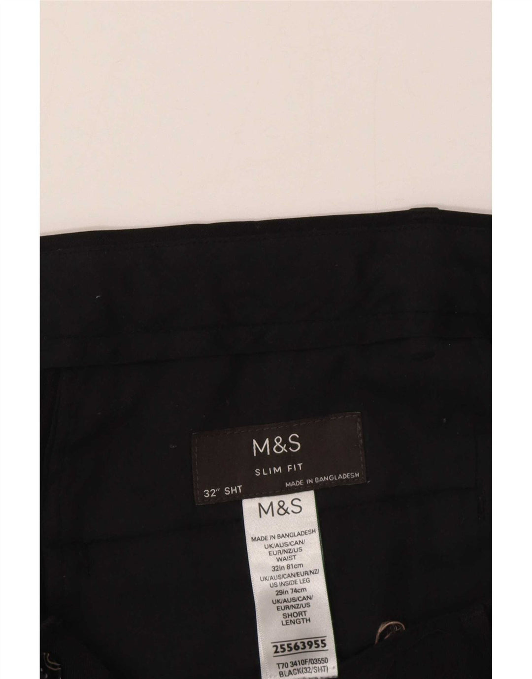 Marks & Spencer Herren Slim Fit Chinohose W32 L29 Schwarz Polyester