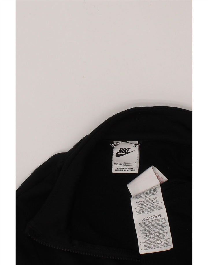 NIKE Boys Graphic Tracksuit Top Jacket 12-13 Years Large Black Polyester
