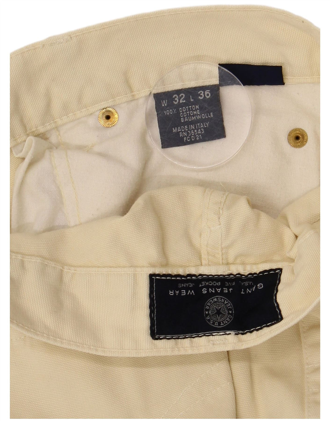 GANT Herren gerade Freizeithose W32 L29 gelbe Baumwolle