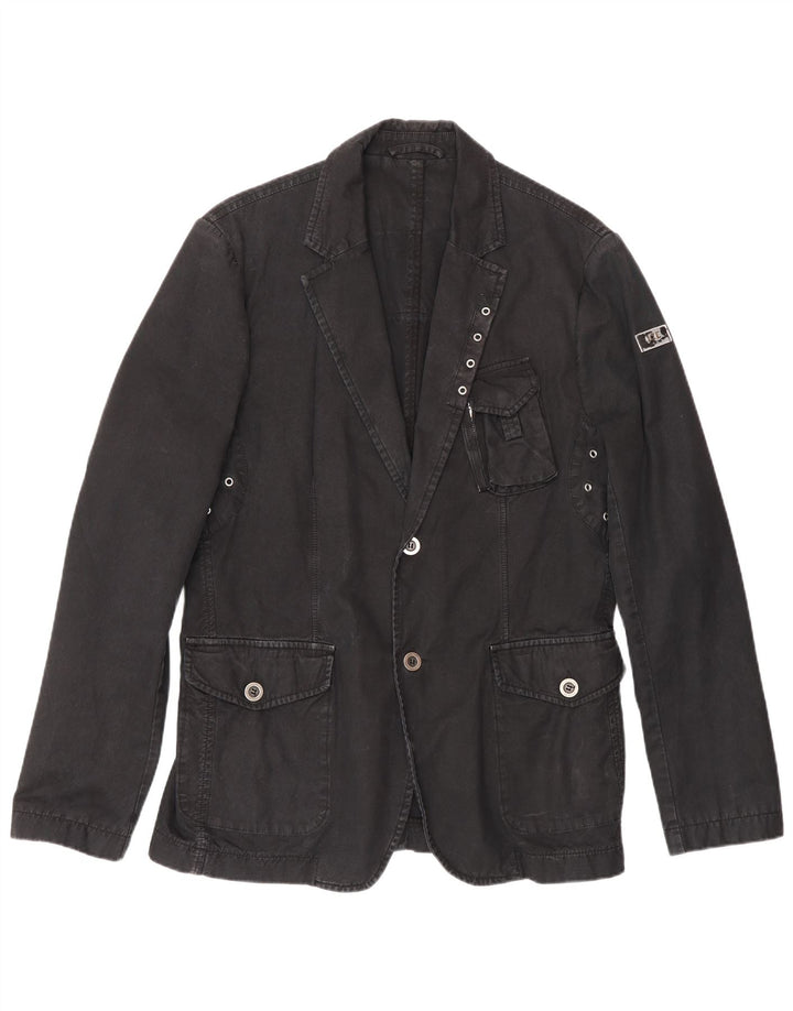 Iceberg Herren-Jeansblazer mit 2 Knöpfen, IT 52 XL, graue Baumwolle