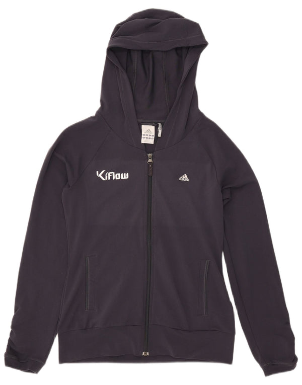 Adidas Damen Graphic Zip Hoodie Pullover UK 12 Medium Marineblau Polyester