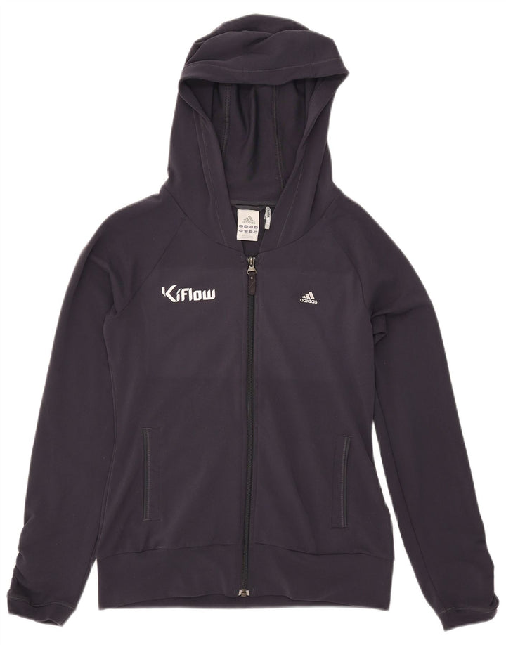 Adidas Damen Graphic Zip Hoodie Pullover UK 12 Medium Marineblau Polyester