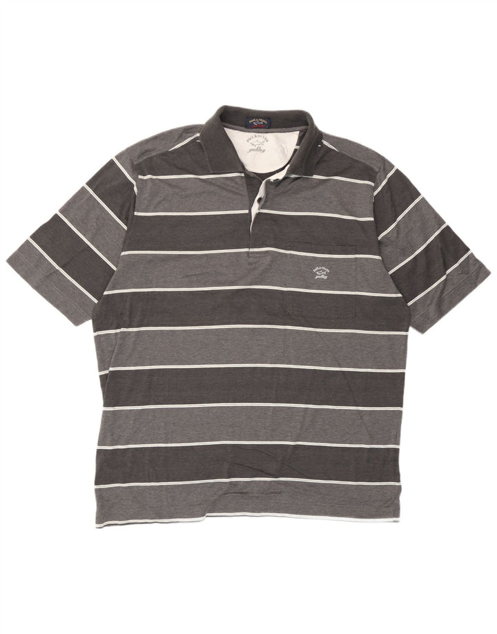 Paul & Shark Herren-Poloshirt, groß, grau gestreift