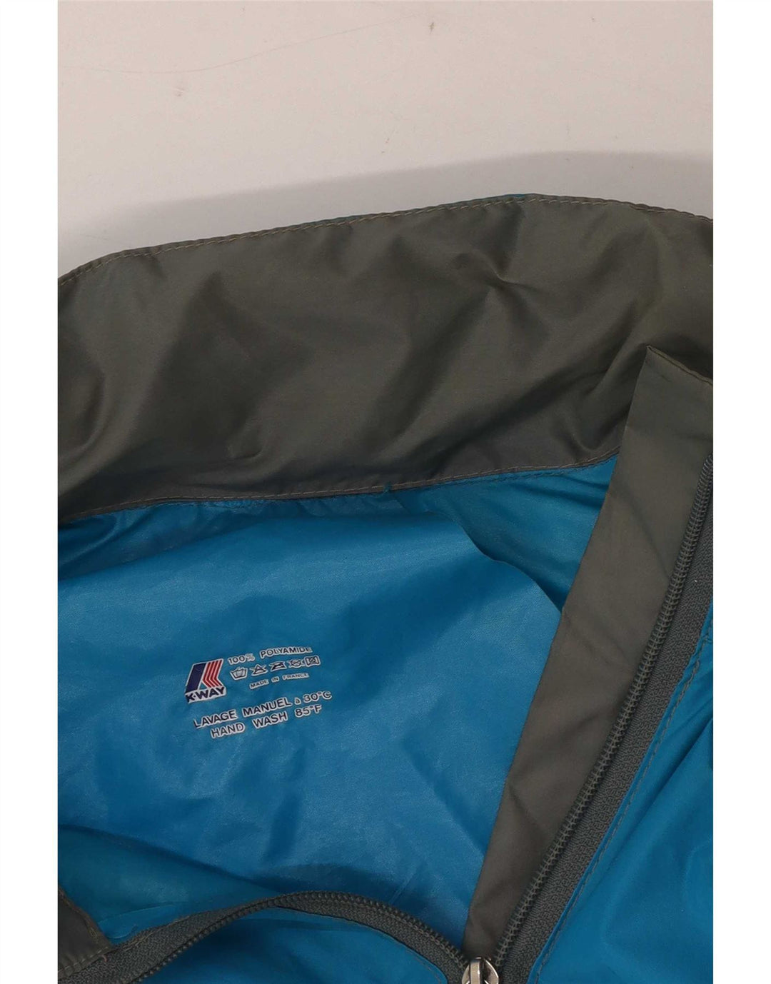 K-Way Herren-Regenjacke, UK 40, groß, blaues Colourblock-Polyamid