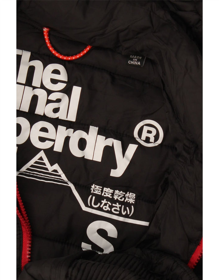 Superdry Wattierte Damenjacke mit Kapuze, UK 10, Größe S, Schwarz, Polyester