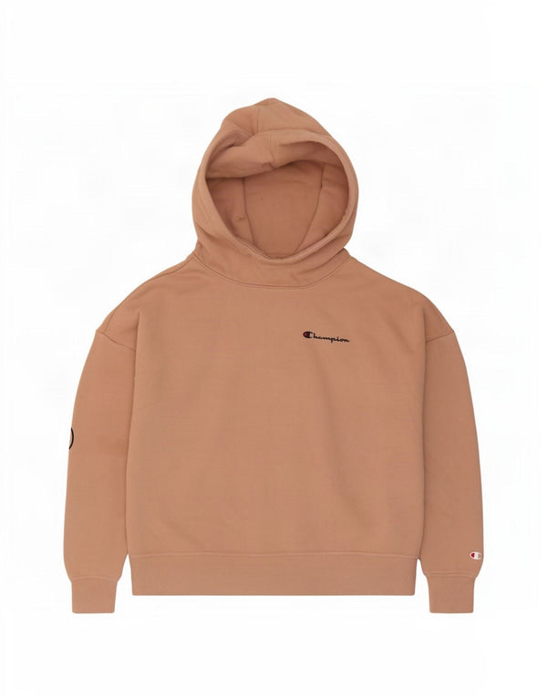 Champion Womens Crop Oversized Hoodie Pullover UK 14 Mittelrosa Baumwolle