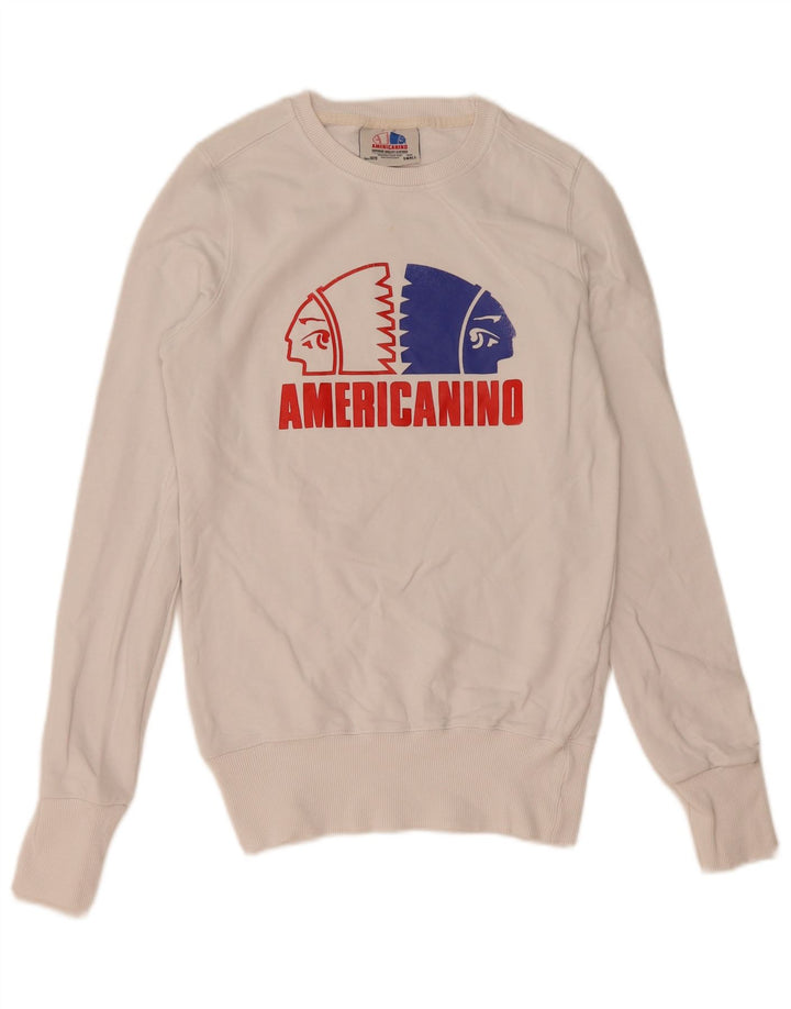 Americanino Herren-Sweatshirt mit Grafik, Größe S, weiße Baumwolle