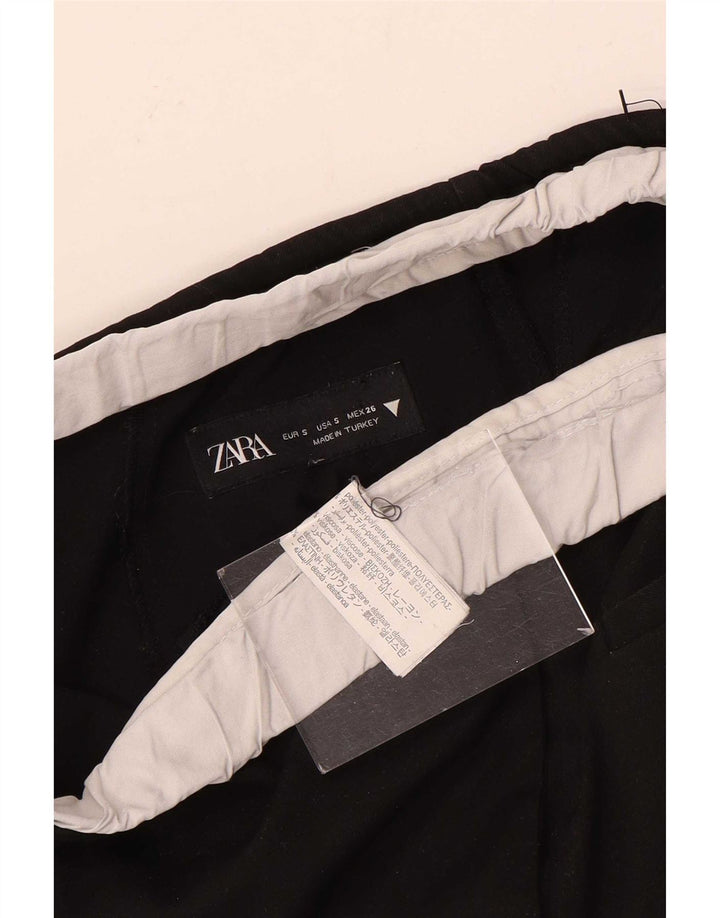 Zara Damen Hose mit weitem Bein, Größe S, W26, L30, Schwarz, Polyester