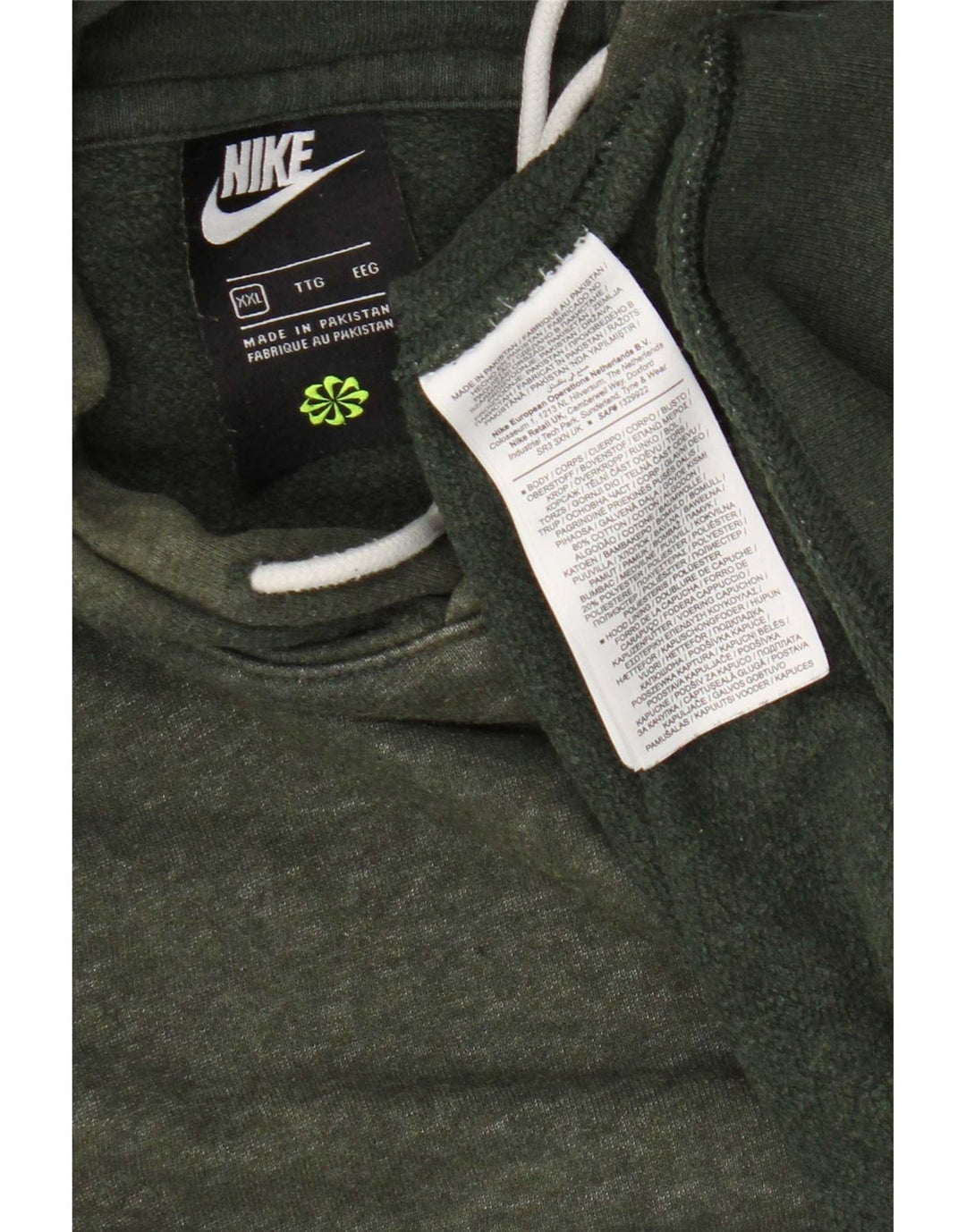 Nike Herren Kapuzenpullover 2XL, grüne Baumwolle