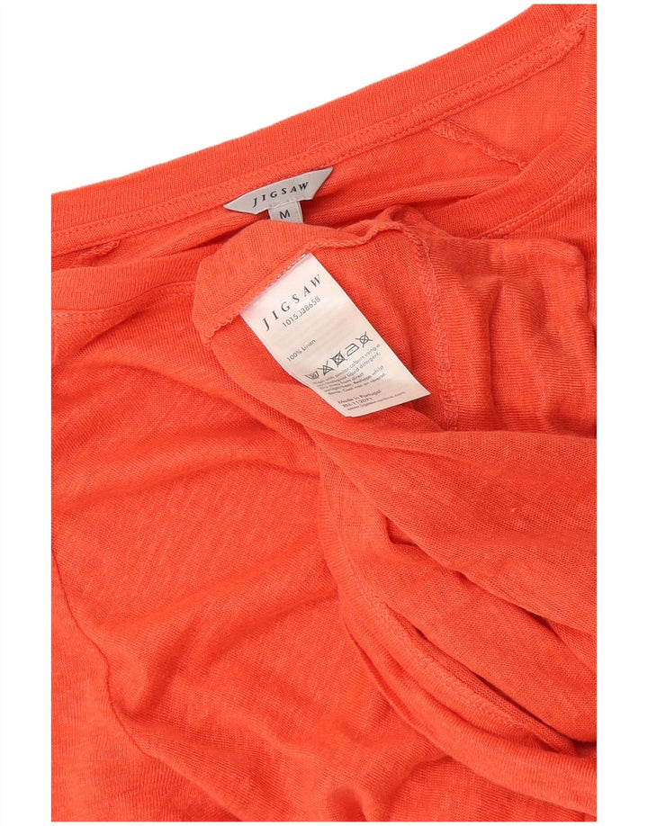 Jigsaw Damen-Top mit 3/4-Ärmeln, UK-Größe 12, Mittelorange, Leinen