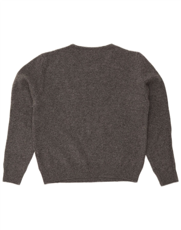 VINTAGE Damen-Pullover mit Rundhalsausschnitt, UK 14, mittelgrau, Argyle/Diamant