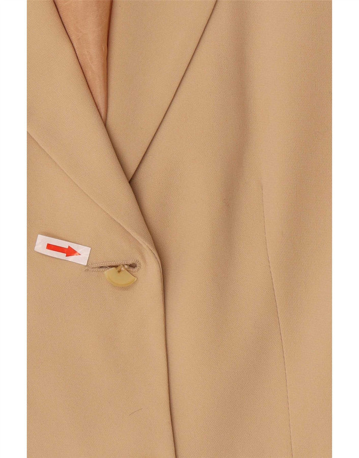 Vintage Damen 2-Knopf-Blazerjacke UK 10 Small Beige Polyester