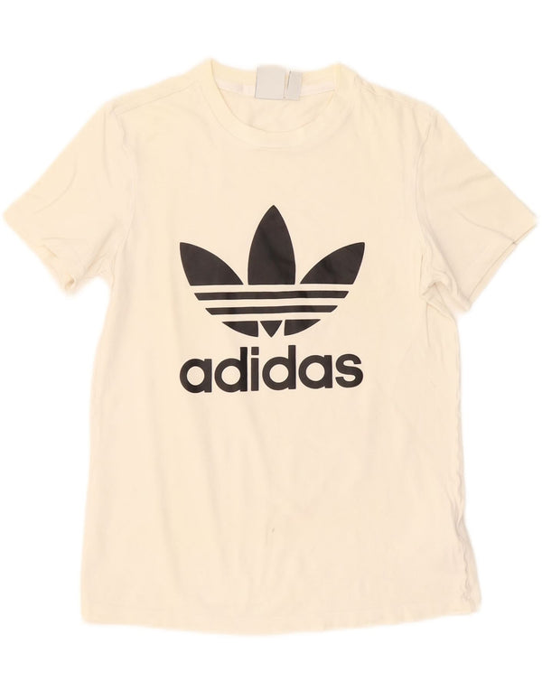 Adidas Damen Grafik T-Shirt Top UK 8 Small Off White Baumwolle
