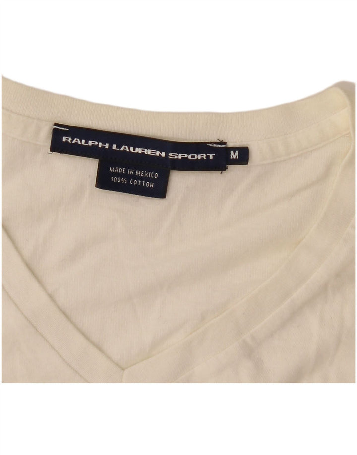 Ralph Lauren Damen T-Shirt Top UK 12 Medium Off White Baumwolle
