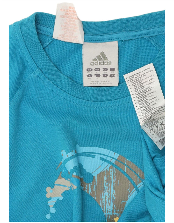 Adidas Jungen Grafik T-Shirt Top 15-16 Jahre Blau Polyester
