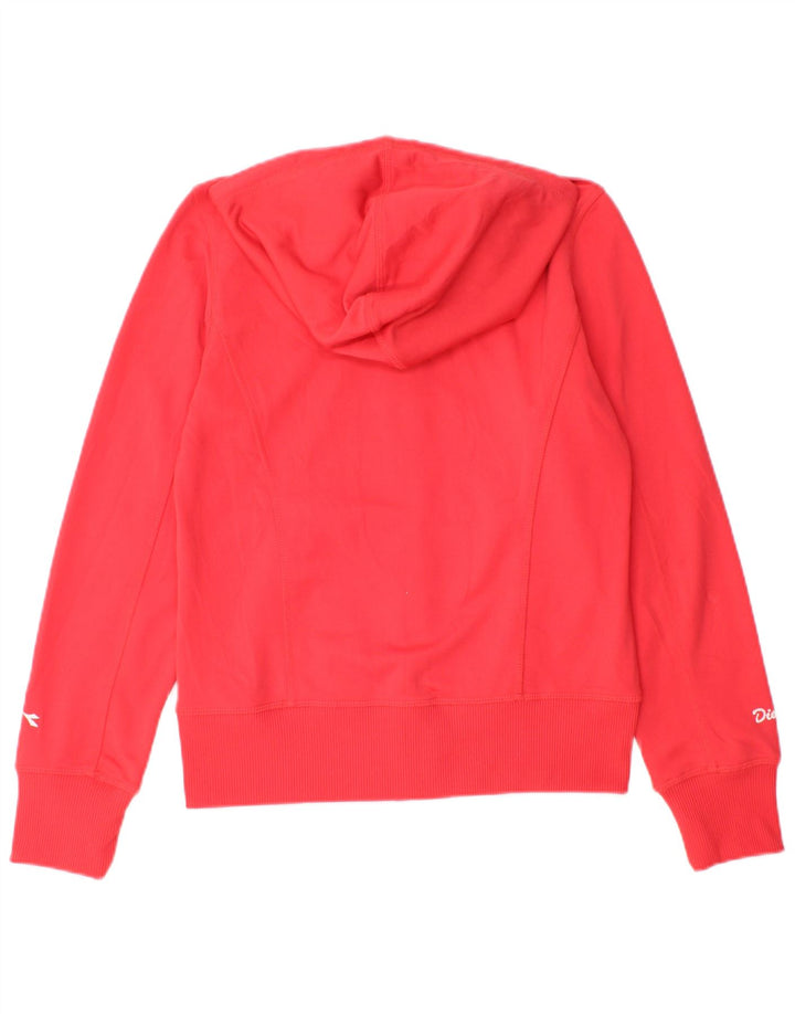 DIADORA Womens Graphic Zip Hoodie Sweater UK 12 Medium  Pink Polyester