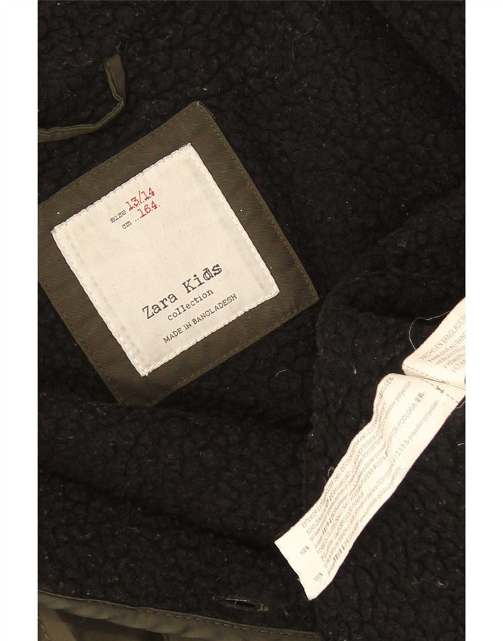 Zara Steppjacke mit Kapuze für Jungen, 13–14 Jahre, Khaki, Polyester