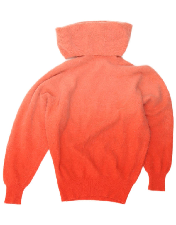 Vintage Damen Rollkragenpullover Pullover UK 6 XS Orange Farbblock