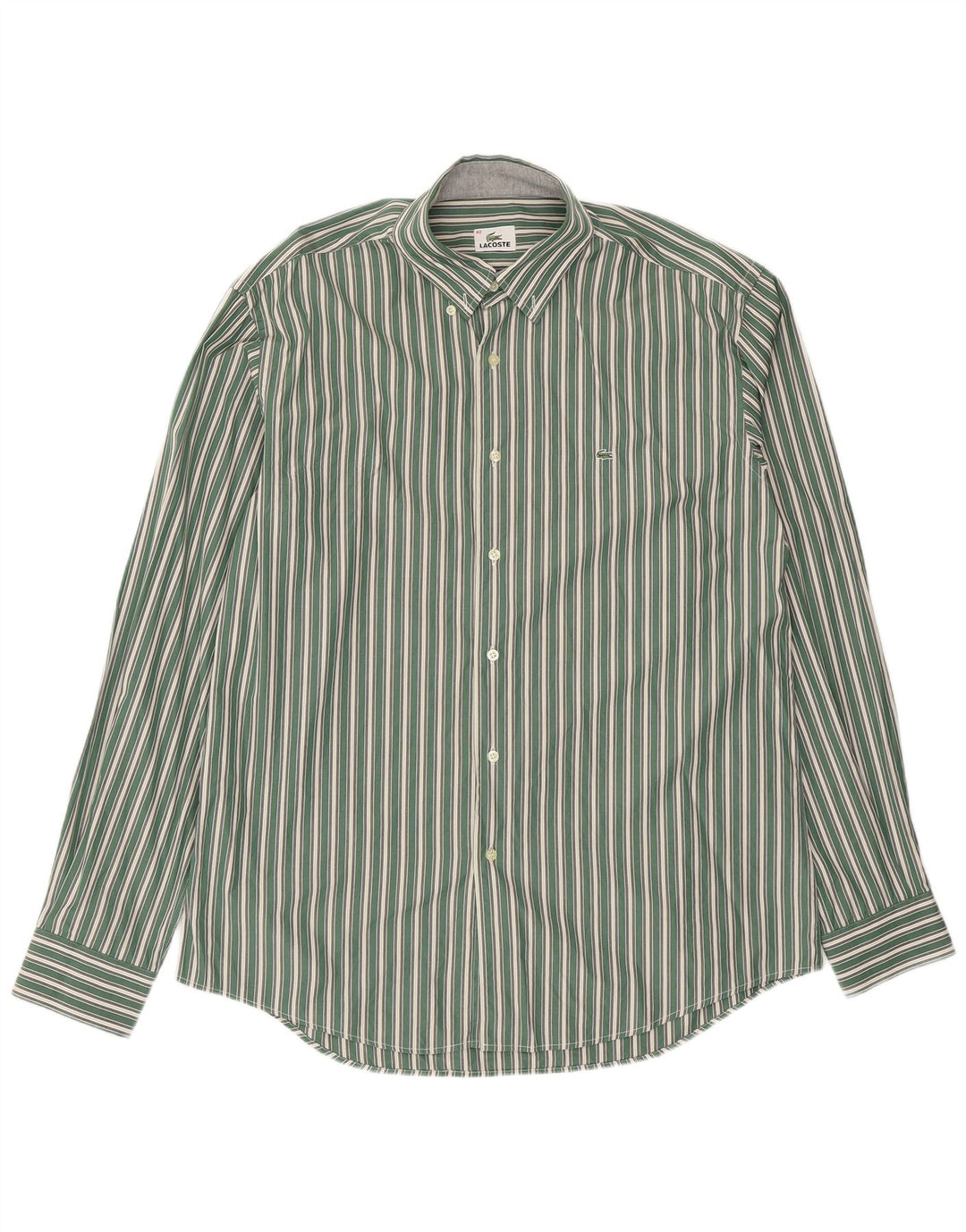 Lacoste Herrenhemd, Größe 42, groß, grün gestreift