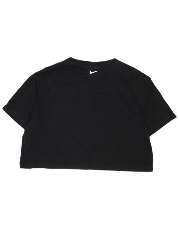 Nike Damen Crop Oversize Graphic T-Shirt Top UK 6 XS Schwarz Baumwolle