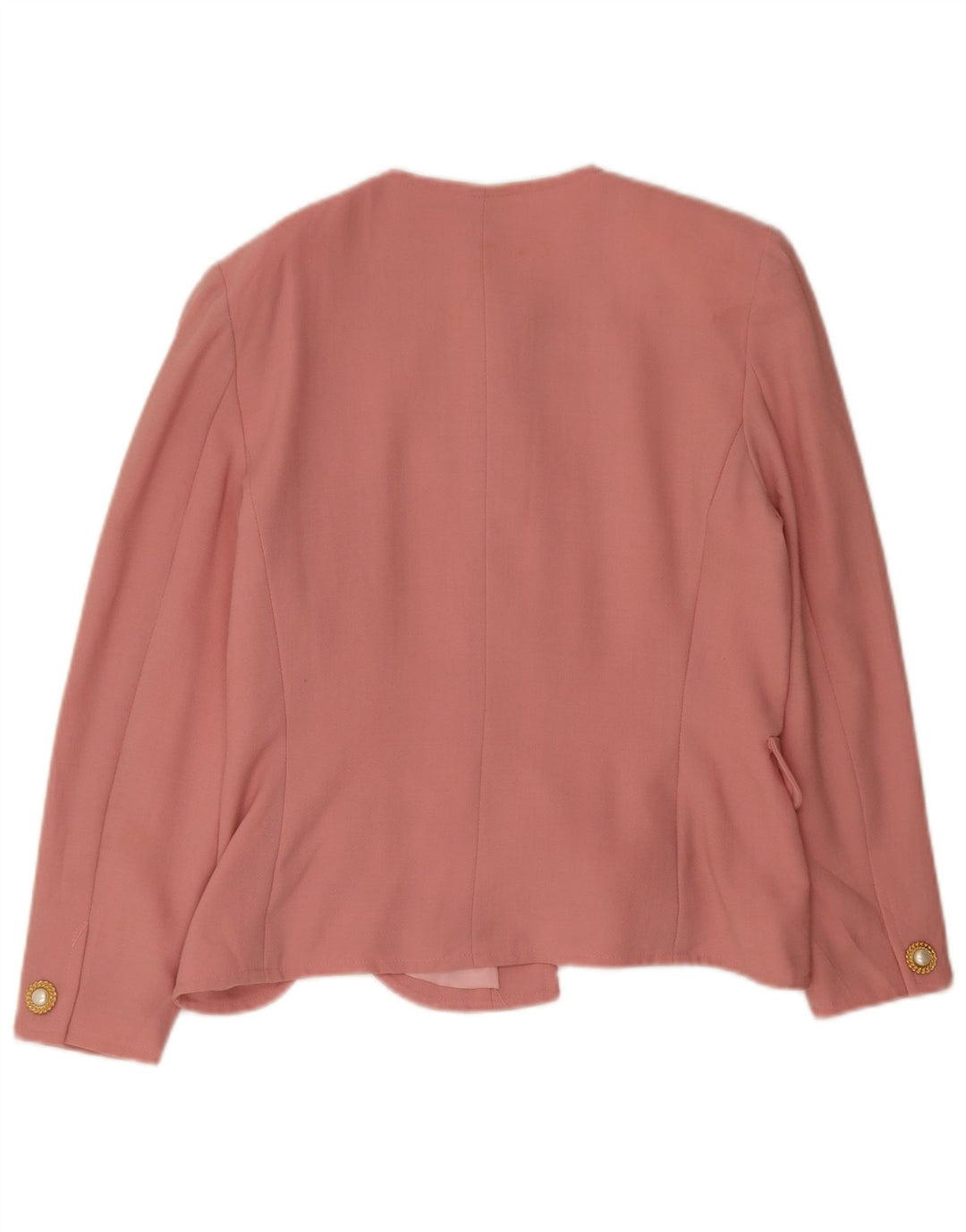 Luisa Spagnoli Damen 4-Knopf-Blazerjacke IT 46 Große rosa Wolle