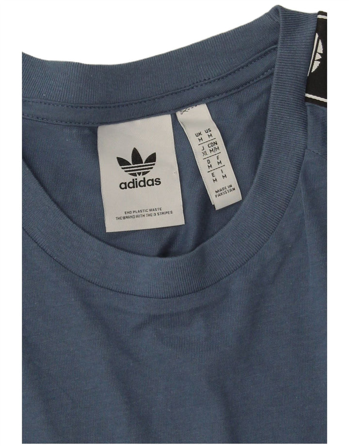 Adidas Herren Grafik-T-Shirt aus mittelblauer Colourblock-Baumwolle