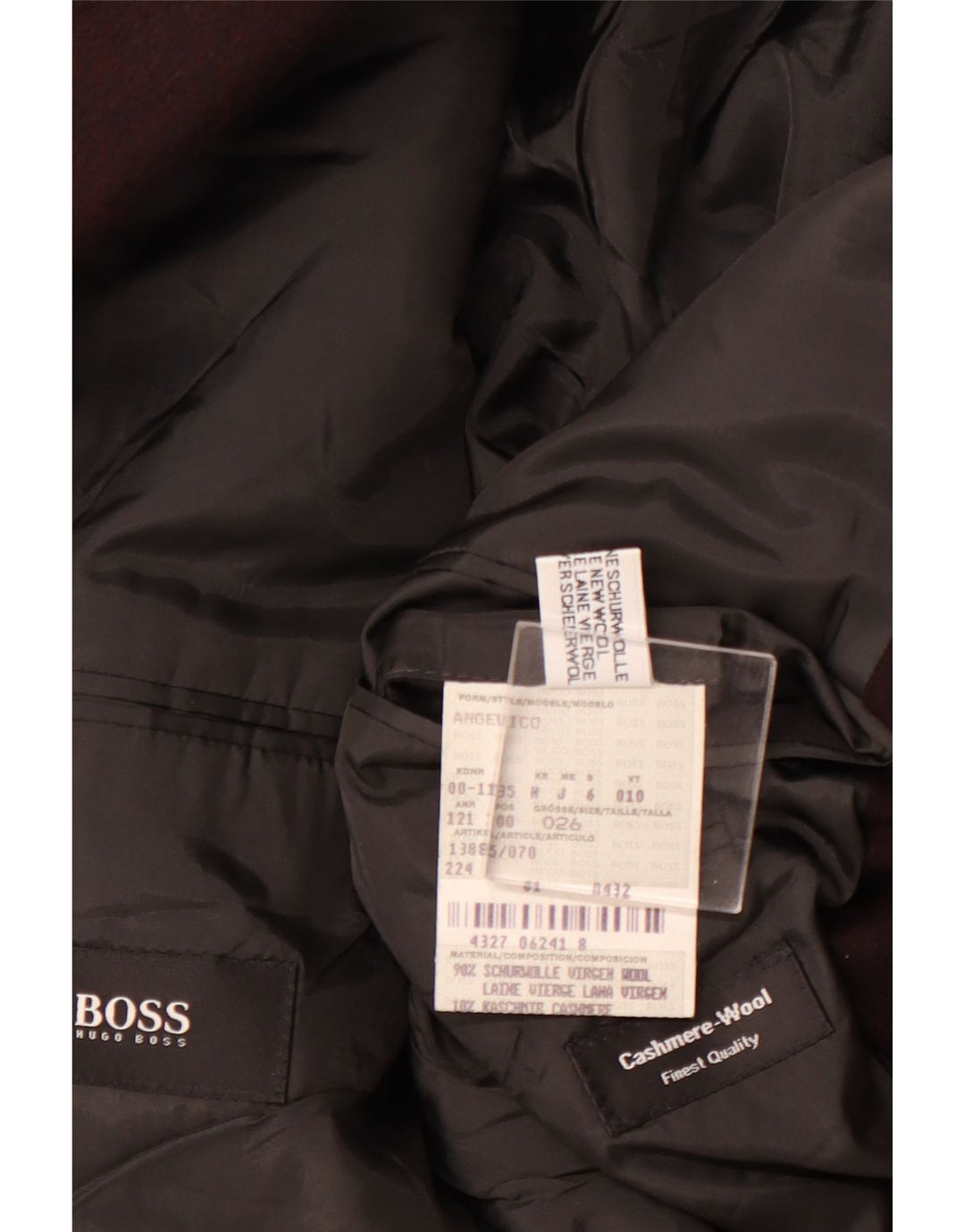 HUGO BOSS Herren-Blazer mit 3 Knöpfen, Größe 40, Burgunderrot, Schurwolle