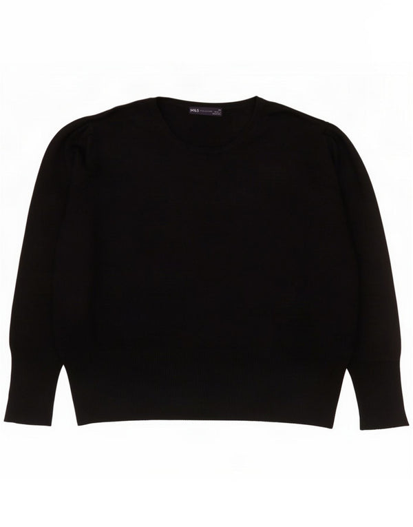 Marks & Spencer Damen-Pullover mit U-Boot-Ausschnitt, UK 24 4XL, schwarze Viskose