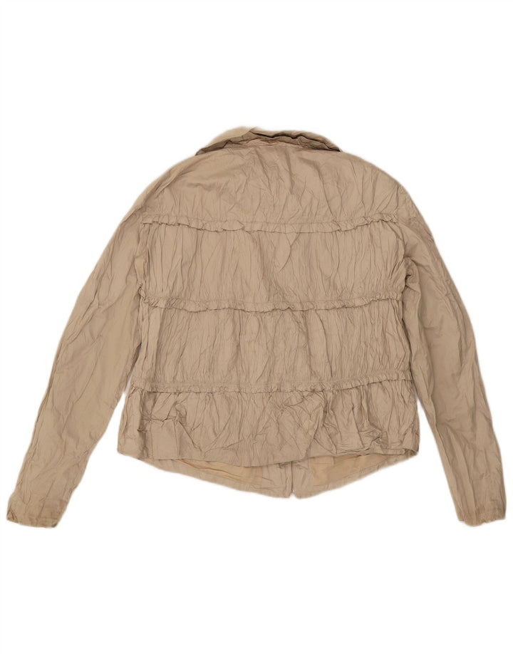 Zara Damen Crop Bomberjacke UK 14 Large Beige Baumwolle
