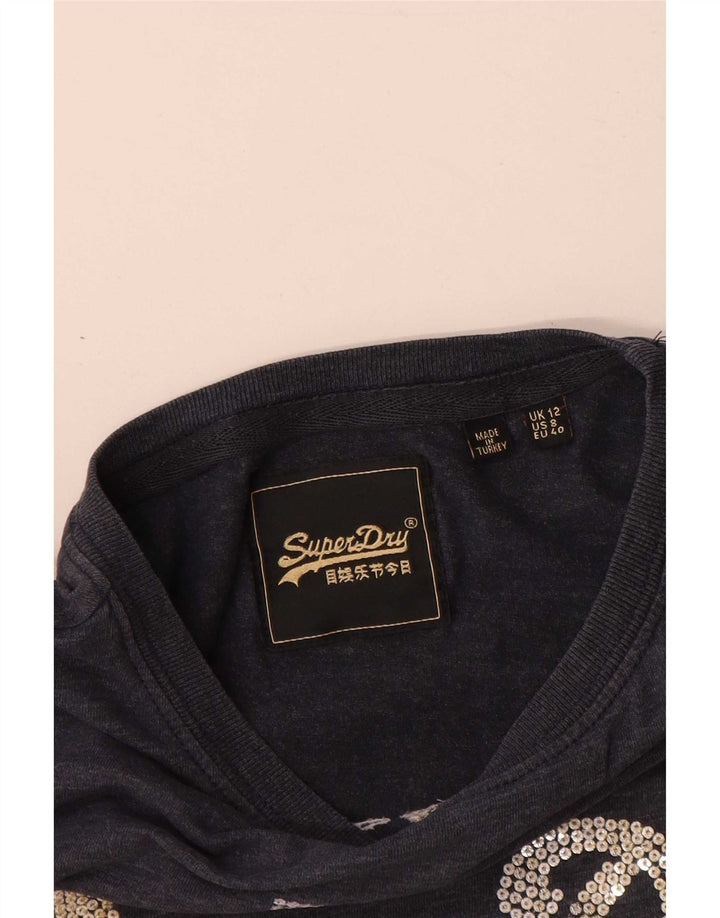 Superdry Damen Grafik-T-Shirt-Oberteil UK 12 Mittelgrau
