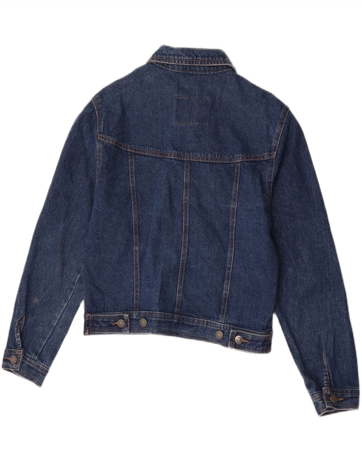 Vintage Damen Crop Jeansjacke UK 14 Mittelblaue Baumwolle