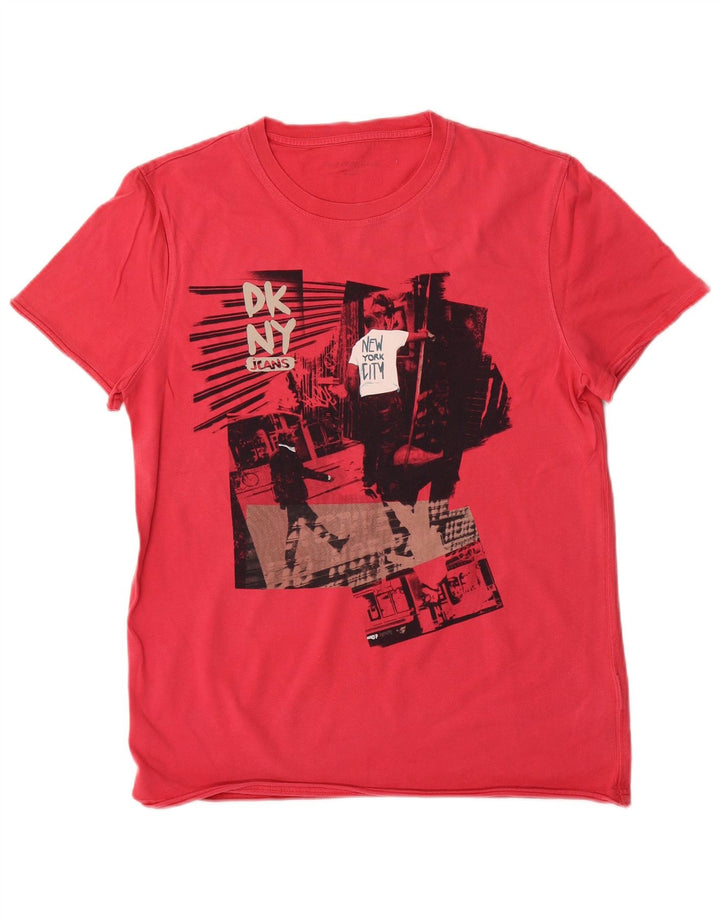 Dkny Herren Grafik-T-Shirt-Oberteil aus mittelroter Baumwolle
