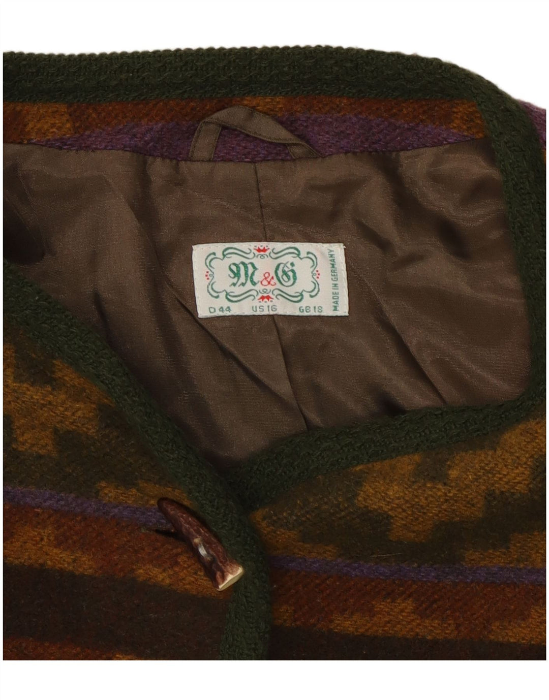 Vintage Damen Cardigan Pullover UK 18 XL Mehrfarbige geometrische Wolle