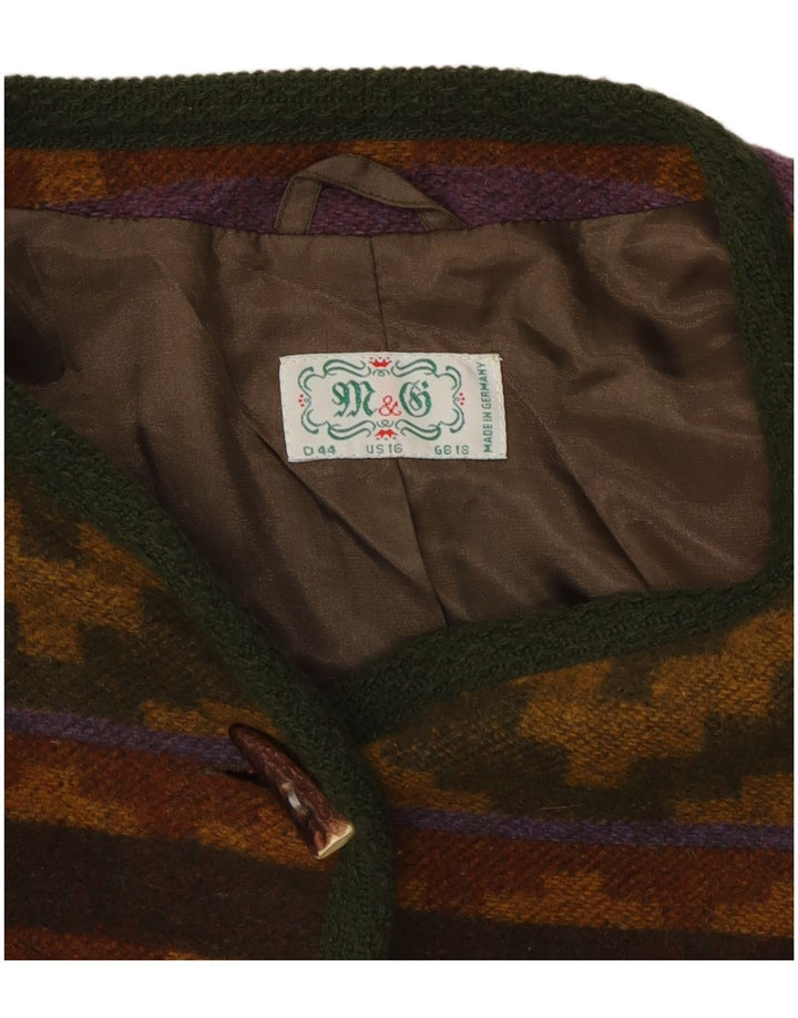 Vintage Damen Cardigan Pullover UK 18 XL Mehrfarbige geometrische Wolle