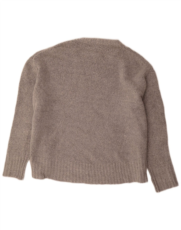 Übergroßer Damen-Pullover mit U-Boot-Ausschnitt von Zara, UK 14, mittelgraues Acryl