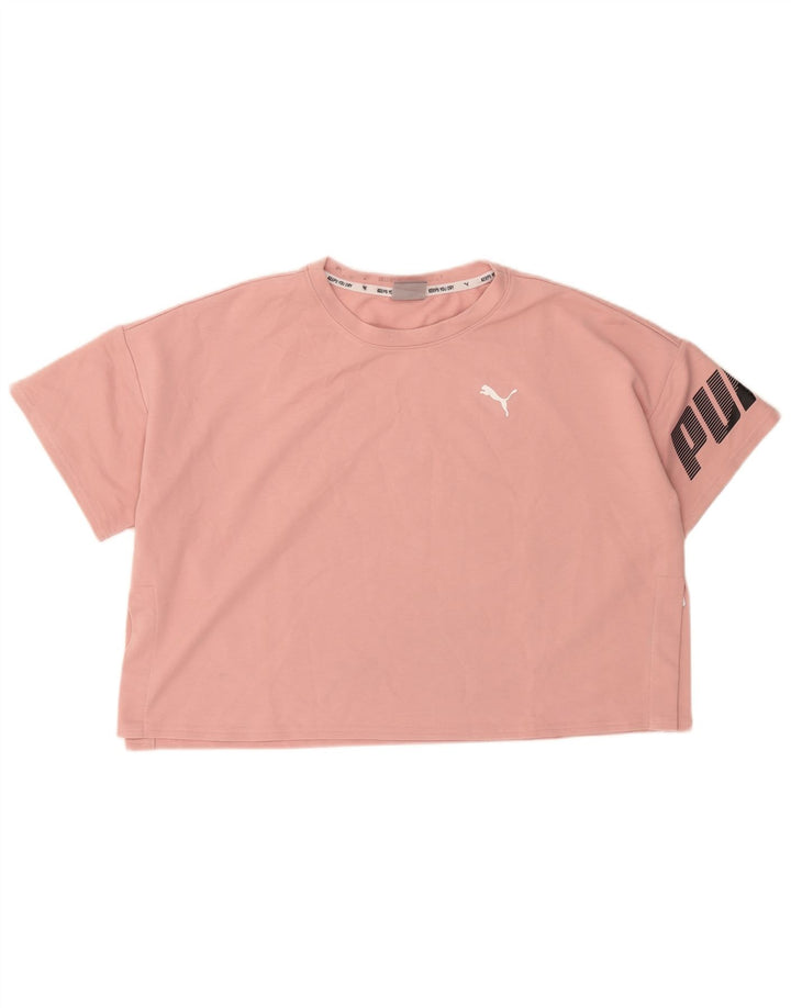 Puma Damen Crop Graphic T-Shirt Top UK 16 Large Rosa Polyester