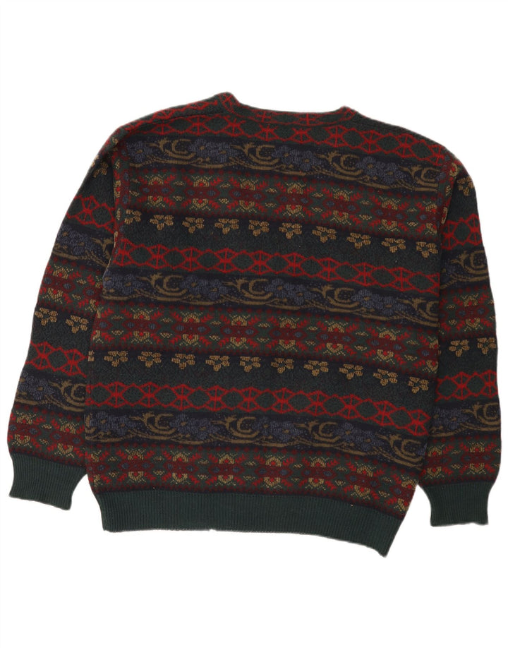 Vintage Herren Strickjacke, groß, mehrfarbig, Fair-Isle-Acryl